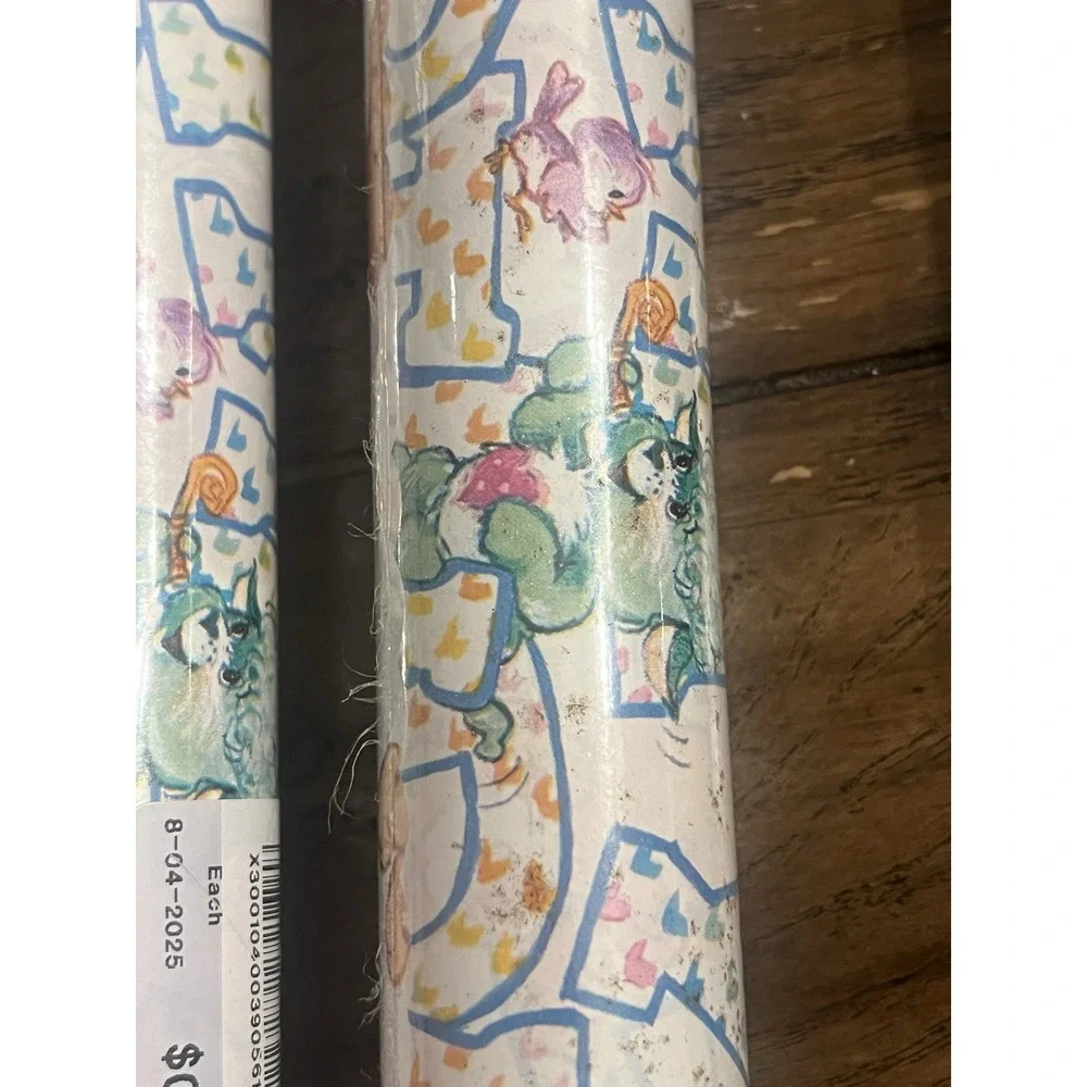 Vintage Care Bears Cousins Birthday Gift Wrap 15 SQ Feet Per‎ Roll New 4 Rolls